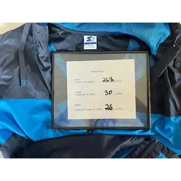 Vintage 90s Starter Windbreaker Blue Full-Zip jacket with hood Mens XL (46-48) - Picture 10 of 10